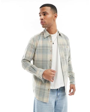 ONLY & SONS regular fit yarn dye cord shirt in washed blue check