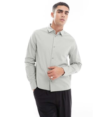 ASOS DESIGN boxy seersucker regular shirt in light green
