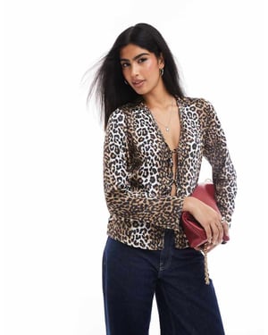 ONLY tie front blouse in leopard print