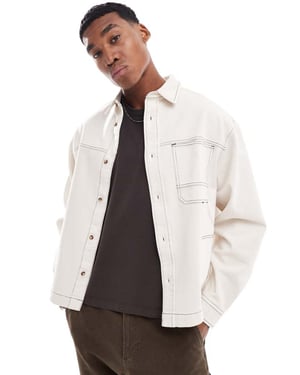 ASOS DESIGN boxy oversized denim shirt in ecru