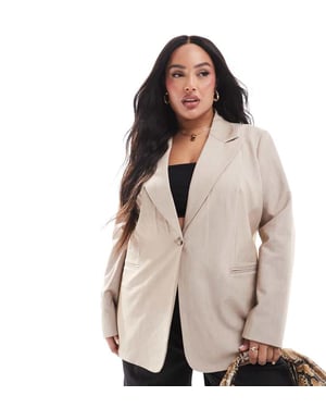 ASOS DESIGN Curve tailored relaxed blazer in stone