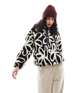 ONLY button down borg fleece in white floral
