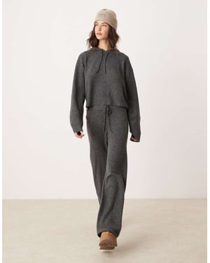 JDY knitted trouser co-ord in charcoal