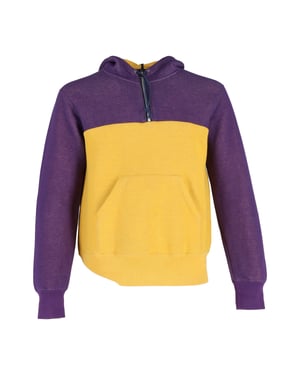 Sacai Colorblock Hooded Sweatshirt in paars en geel katoen