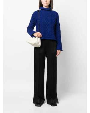 Satin afgewerkte wijde broek