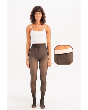 JUSTEVER Thermisch Herstellend Fleece Pluche Winterpanty Zwart Damesondergoed Sokken - Lyra