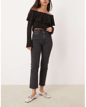 Abercrombie & Fitch double waistband straight fit jeans in black