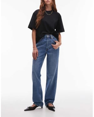 Topshop Kort high rise straight jean in vintage blue