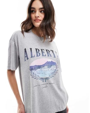Cotton On boxy tee with Alberta graphic in grey
