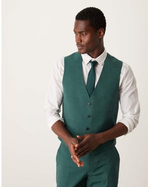 ASOS DESIGN slim suit waistcoat in green crosshatch