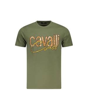 Cavalli Class Groene Katoenen Heren T-Shirt