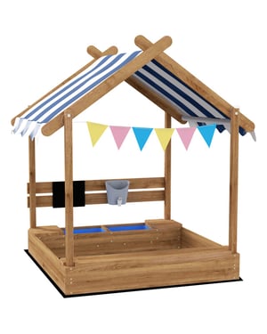 4goodz Outsunny zandbak met dak hout zandbox met zitplek en bord
