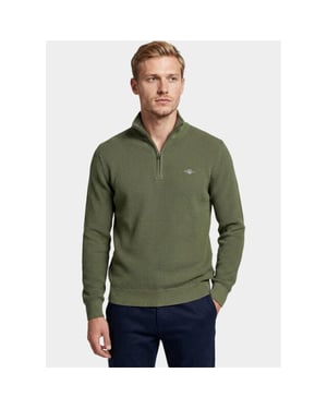 Gant Half zip katoenen textured sweater met 8030292/379
