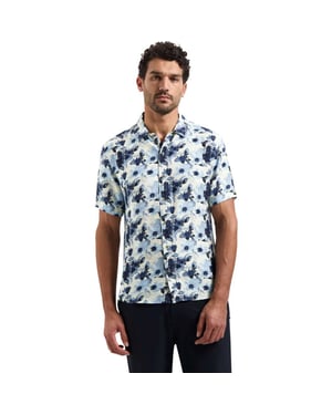 No Excess Shirt short sleeve stretch allover blue