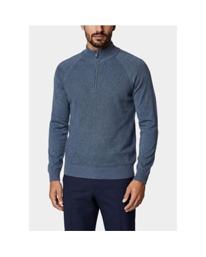 Innocente Half zip half zip met structuur 326/8163 indigo
