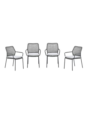 Garden Impressions Swifty tuinstoelen set van 4 carbon black / rope grey