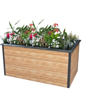 Westmann Plantenbak gegalvaniseerd staal hout print 150x75x77 cm