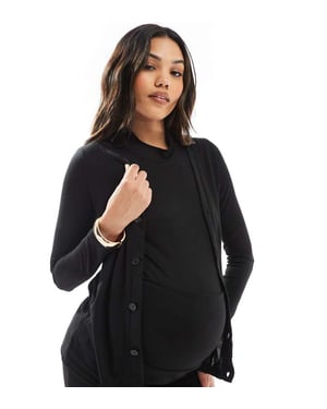 Mamalicious Maternity mix & match soft jersey cardigan co-ord in black