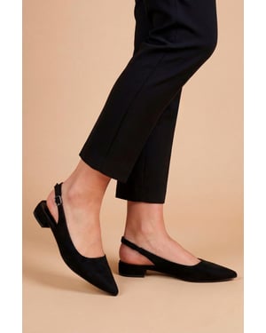 Jerry Faux Suede Slingback Pointed Flat Shoes