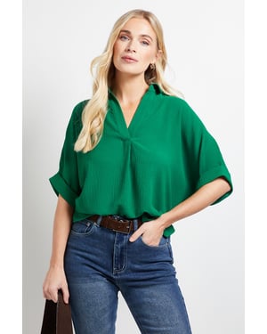 Petite Woven Collar Overhead Shirt