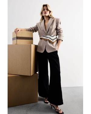 Extreme High Waisted Wide Leg Pleated Tailored Trousers