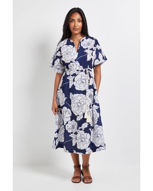 Petite Floral Belted Midi Dress