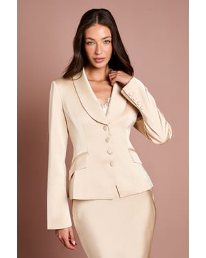 Waisted Jacket With Satin Lapel