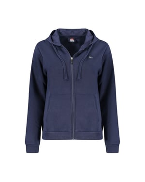 Noorwegen 1963 Blauwe Katoenen Dames Sweater met Capuchon en Rits