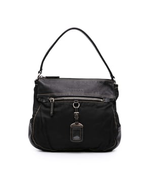 Pre-owned Leather And Tessuto Shoulder Bag