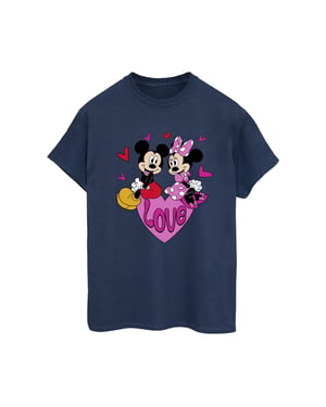 Disney Dames/Dames Love Heart Mickey & Minnie Mouse Katoenen Vriendje T-shirt (Marineblauw)