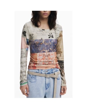 Desigual Beige Viscose Dames T-Shirt