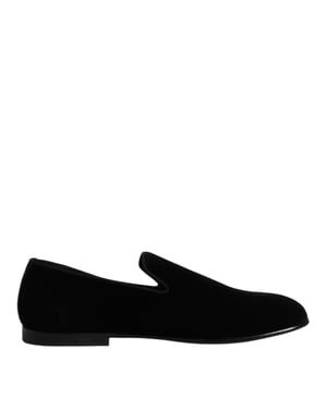 Dolce & Gabbana Zwarte Velvet Instap Loafers Formele Schoenen