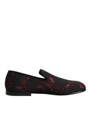 Dolce & Gabbana Rood Zwart Jacquard Instapper Heren Loafers Schoenen