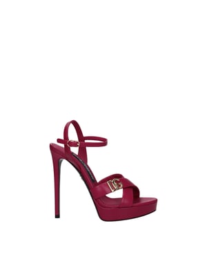 Dolce & Gabbana Roze Leren Platform Sandalen