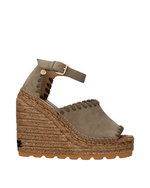 Stella McCartney Groene Leer Wedge Sandalen