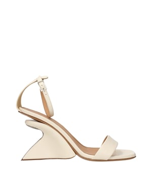 Off-White Beige Leren Platform Sandalen