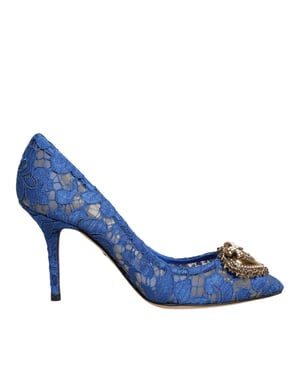 Dolce & Gabbana Blauw Taormina Kanten DEVOTIE Pump Schoenen