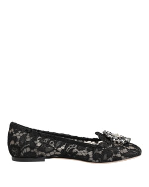 Dolce & Gabbana Zwarte Taormina Kanten Kristallen Ballerina's