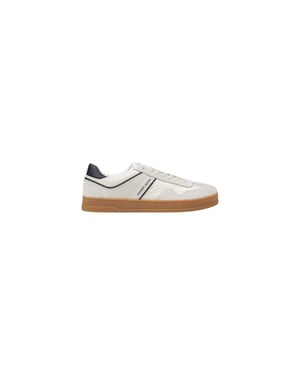 Tommy Hilfiger Jeans Crème Leren Lage Sneakers