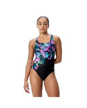 Speedo placem printed powerb wedstrijd badpak dames -