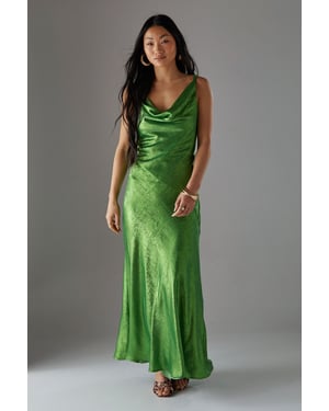 Petite Metallic Lame Cowl Neck Maxi Dress