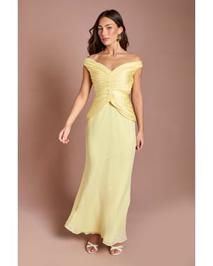 Pleated Bodice Fishtail Maxi Dress