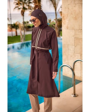 Marina Brown bescheiden badmode Burkini-set met volledige dekking
