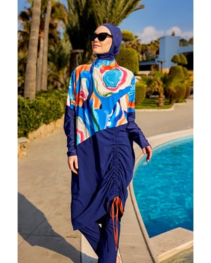 Full täckning Modest Burkini – Islamiska badkläder Set för kvinnor Färgglada