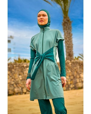 Olive Modest Burkini-set - Badkleding met hoge kraag en volledige dekking