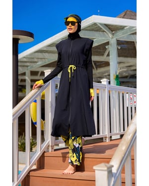 Marina zwarte islamitische badmode Burkini-set met volledige dekking