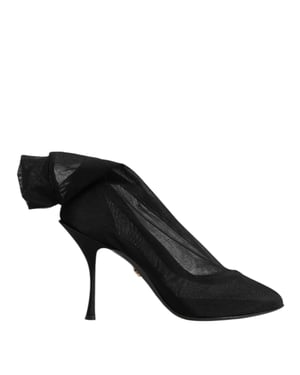 Dolce & Gabbana Zwarte Zijde Stretch Gaas Soklaarzen Schoenen