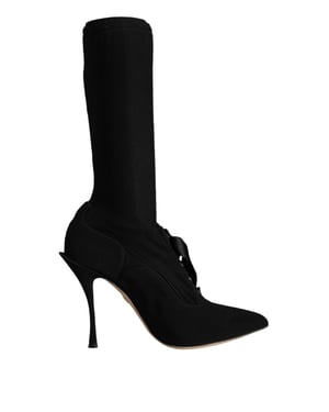 Dolce & Gabbana Zwarte Stiletto Hakken Halflange Laarsjes Schoenen