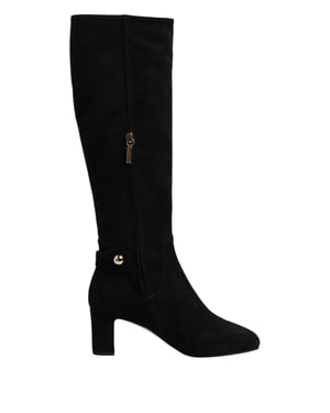 Dolce & Gabbana Zwarte Suède Leren Kniehoge Boots Schoenen