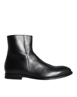 Dolce & Gabbana Zwarte Kalfsleren Heren Enkellaarsjes Heren Schoenen